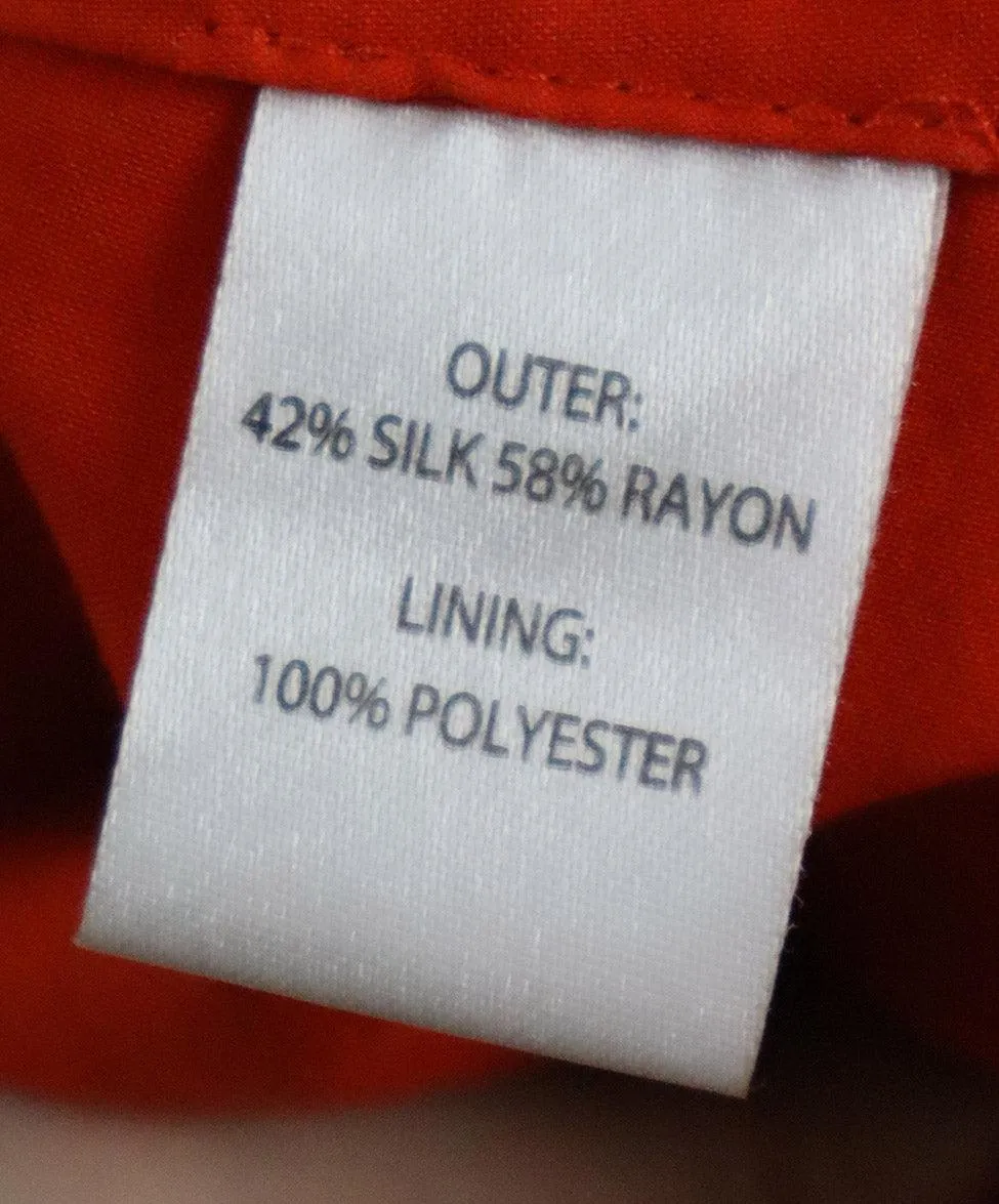 Saloni Long Red Floral Print Silk Dress sz 6