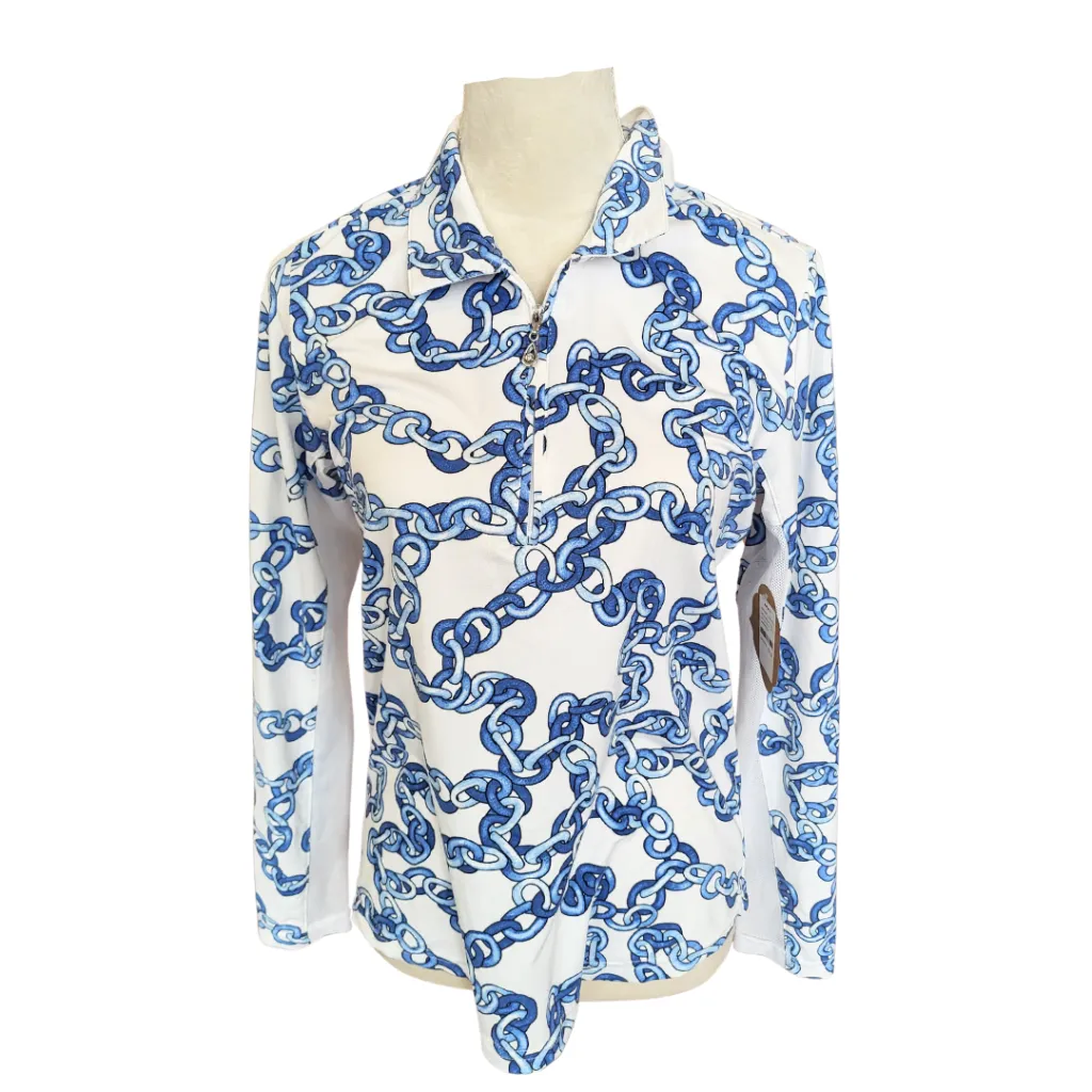 San Soleil Blue Chains 1/4 Zip Pullover Size M