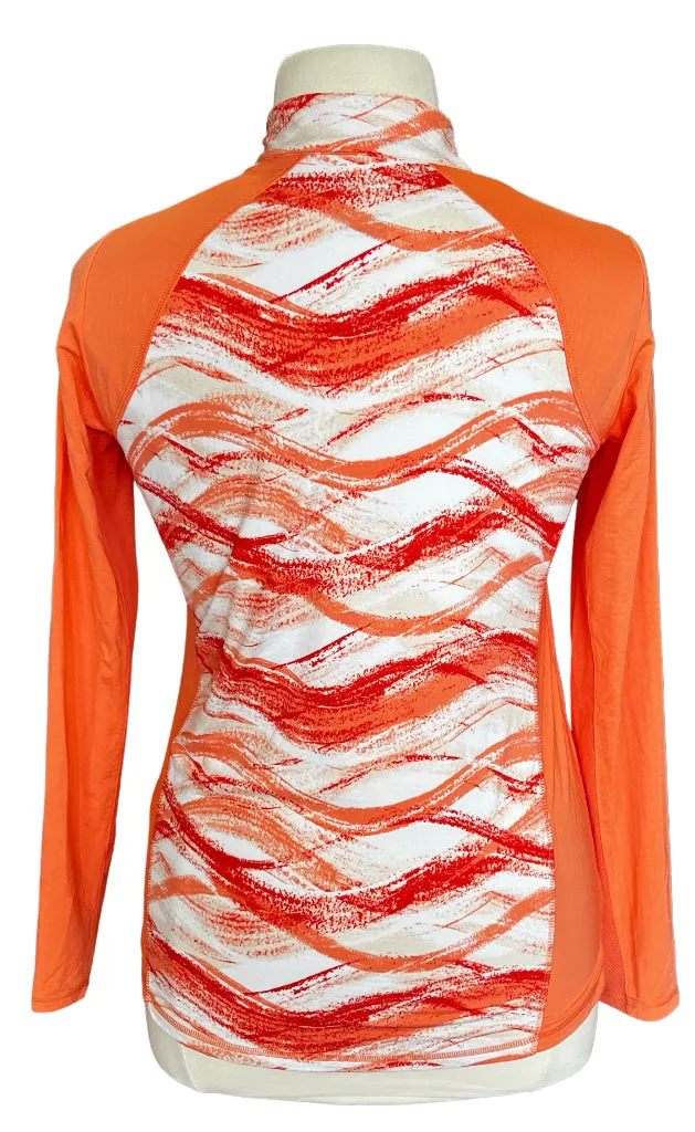 San Soleil Coral and Red Print Golf Sun Shirt Size L MSP$90