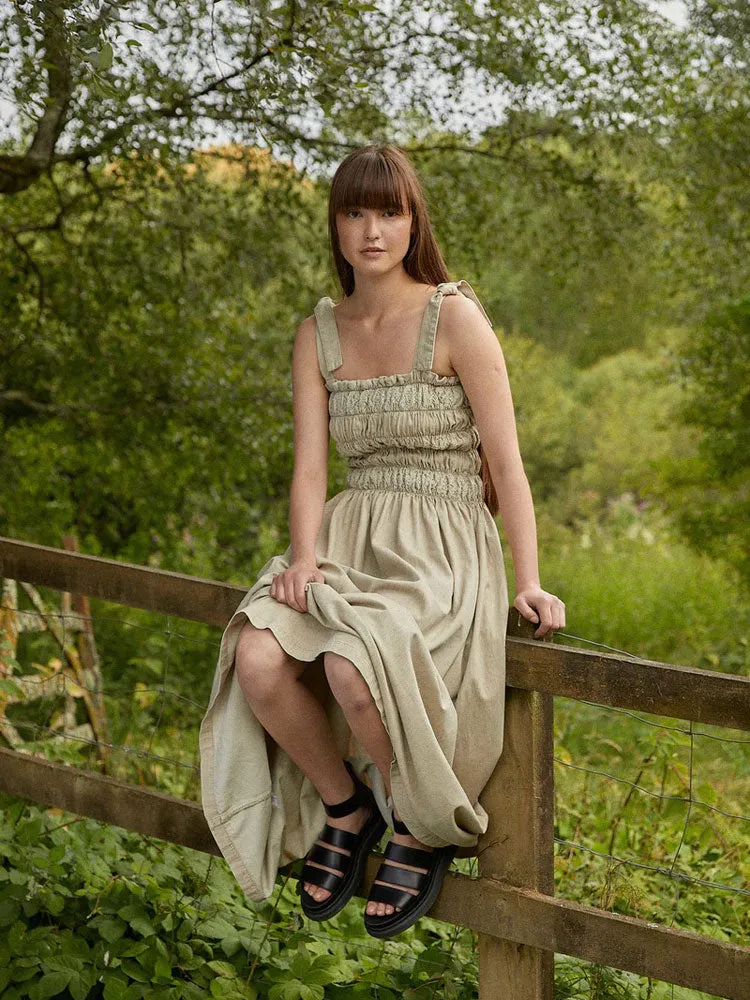 Seventy   Mochi Sally Tie Bandeau Dress Sand Linen