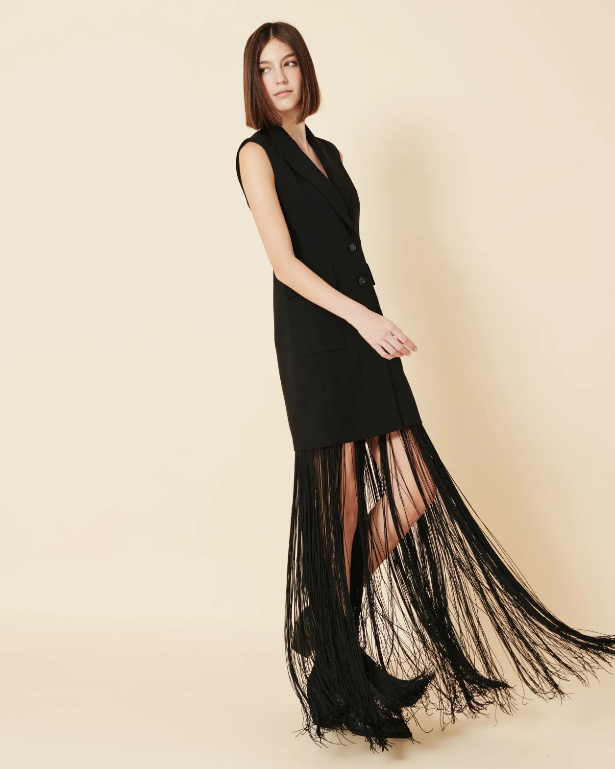 Short Tuxedo Dress in Wool Double-Face 