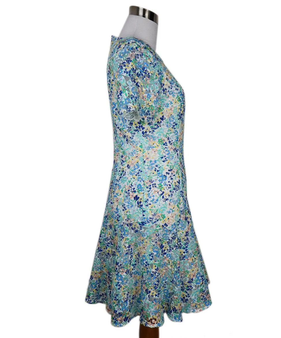 Shoshanna Green Peach & Yellow Lace Dress sz 2