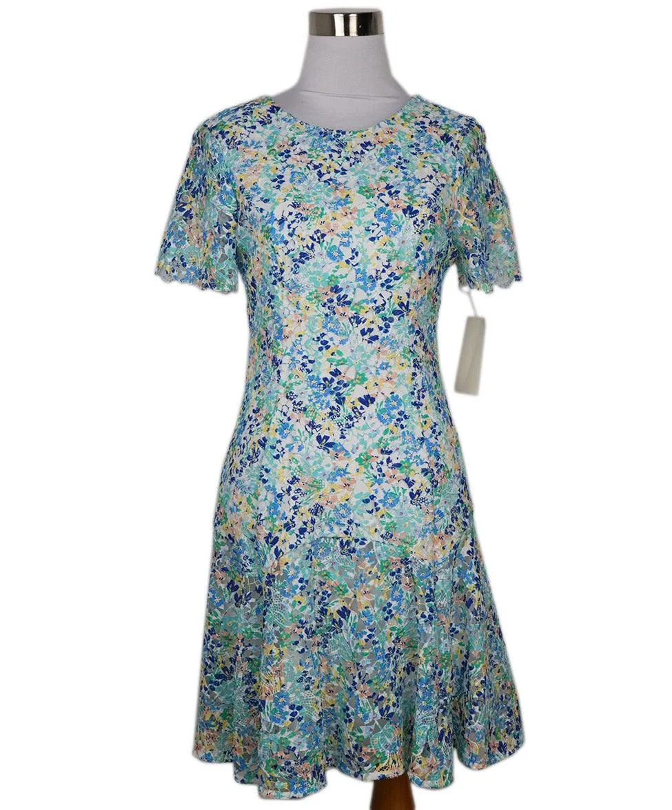 Shoshanna Green Peach & Yellow Lace Dress sz 2