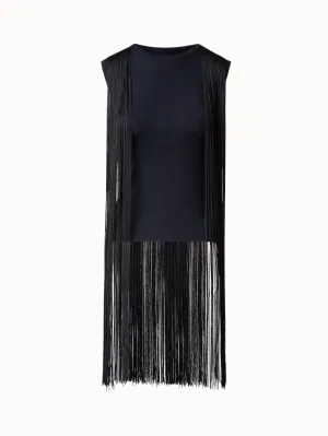 Silk Lurex Top with Long Fringes Akris