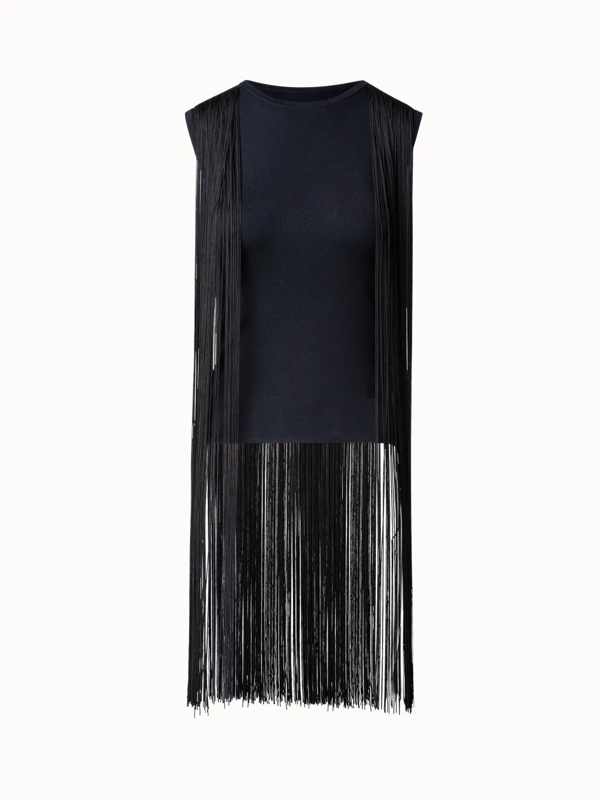 Silk Lurex Top with Long Fringes Akris
