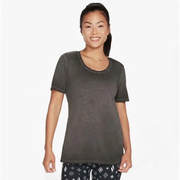 Skechers W1TS330/BLK DIAMOND WASH HATHA SCOOP NECK Womens Tunic Tee Bold Black