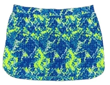 Slazenger Blue & Neon Yellow Print Golf Skort Size L