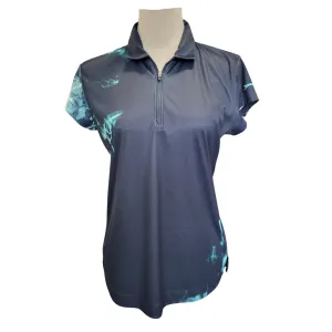 Slazenger Women's Navy & Aqua Print Golf Polo Size M