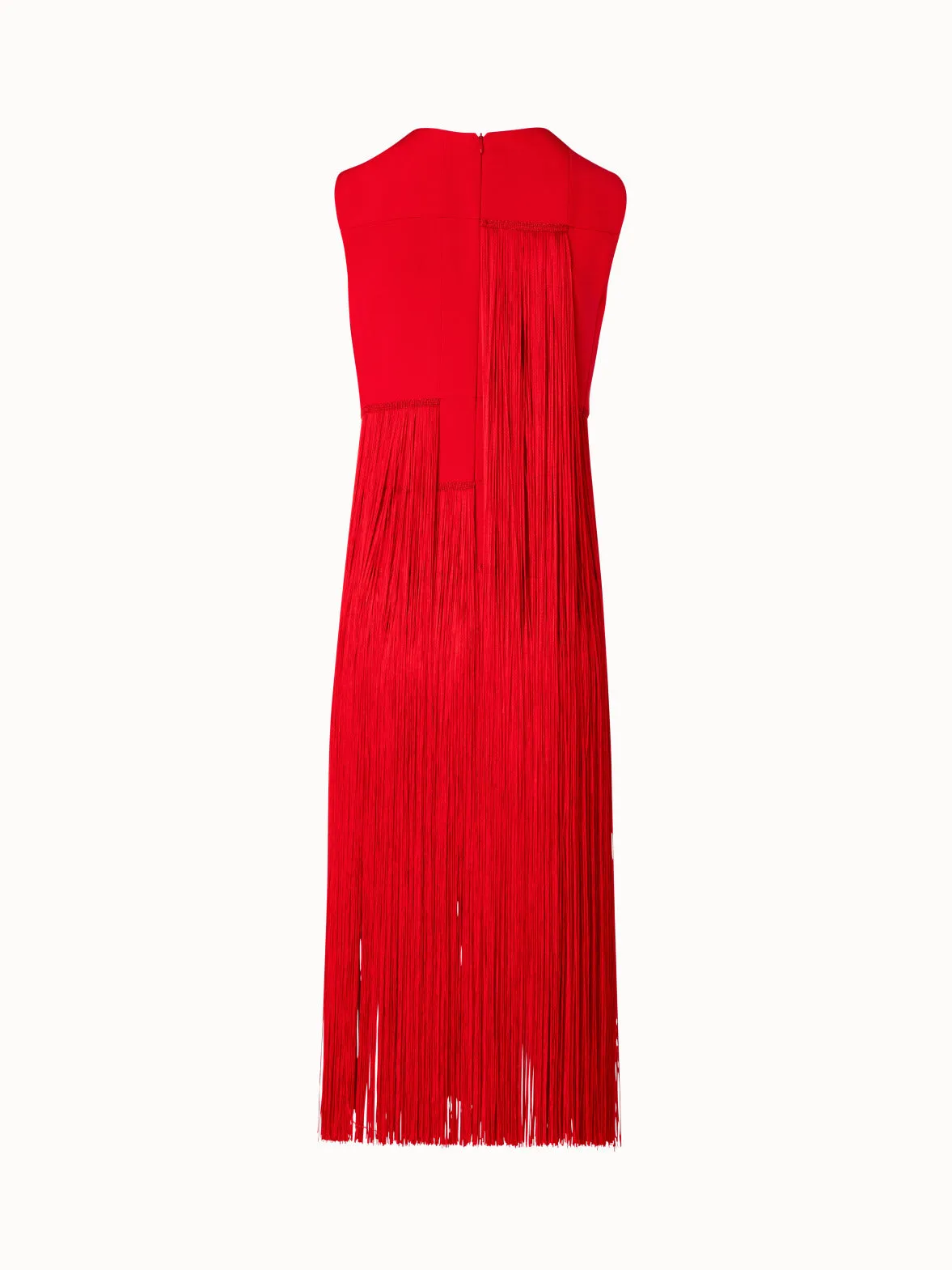 Sleeveless Silk Dress with Fringes 