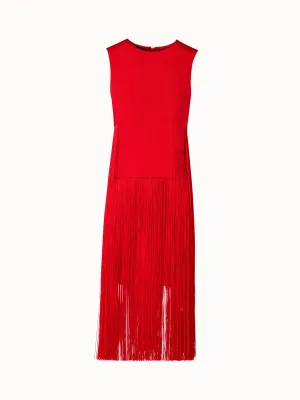 Sleeveless Silk Dress with Fringes 
