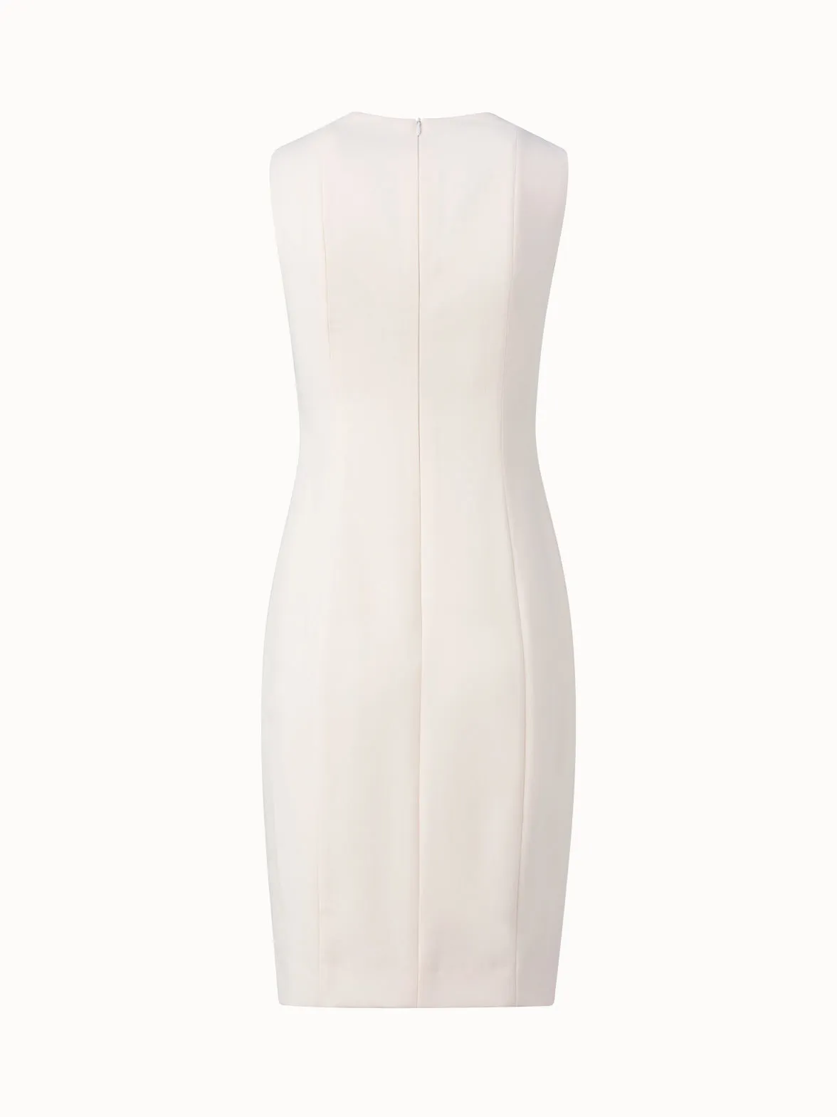 Sleeveless V-Neck Wool Double-Face Sheath Dress 