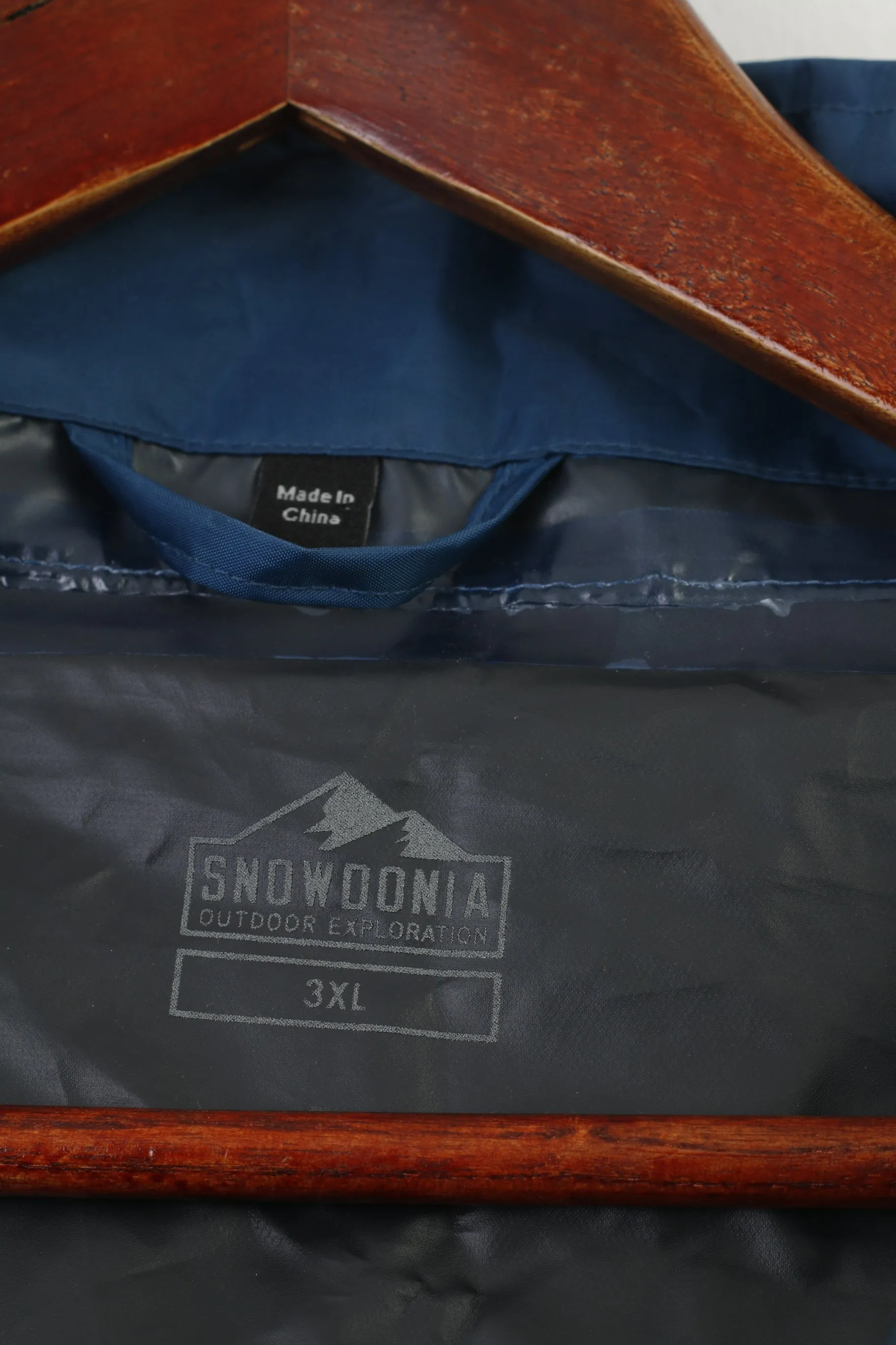 Snowdonia Man 3XL Jacekt Blue Vintage Full Zipper Hood Outwear Outdoor Exploration Top