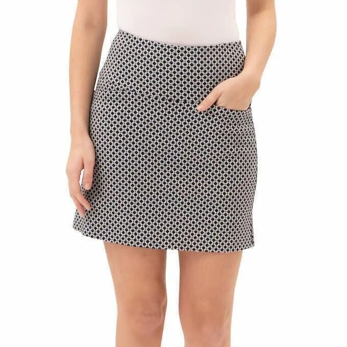 S.O. & CO Black And White Small Print Geometric Pattern Pull-On Skort Size M MSP $26