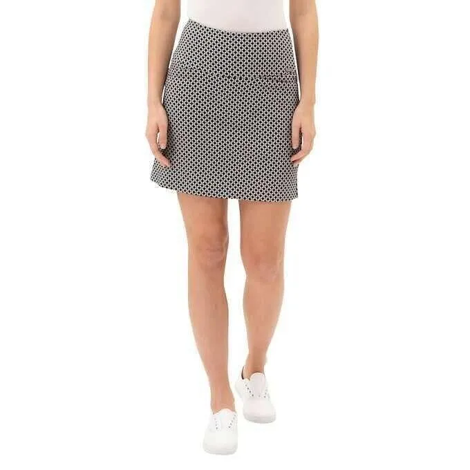 S.O. & CO Black And White Small Print Geometric Pattern Pull-On Skort Size M MSP $26