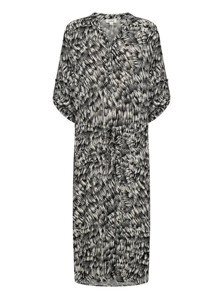 Soaked in Luxury SLZaya Dress Black Stroke Print