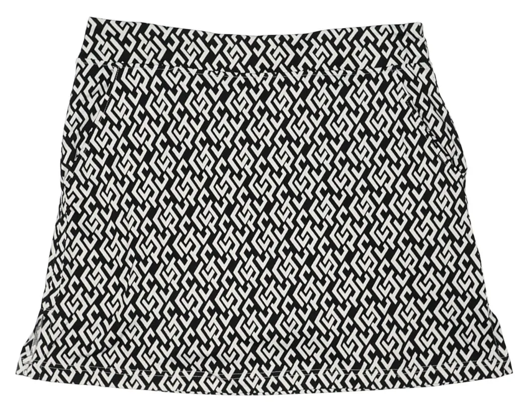 Sport Haley Black & White Patterned Pull-on Skort Size L