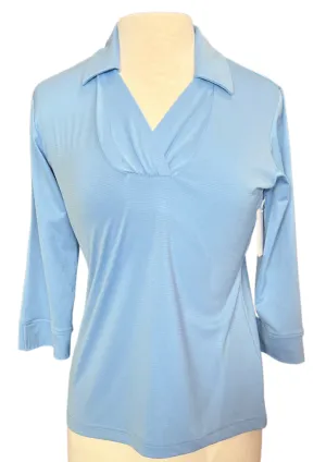 Sport Haley Pale Blue 3/4 Sleeve V-neck w/Collar Golf Top MSP$74