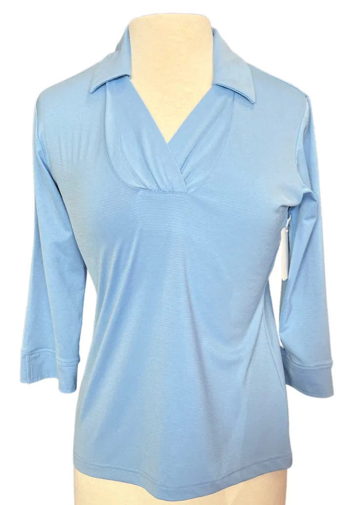 Sport Haley Pale Blue 3/4 Sleeve V-neck w/Collar Golf Top MSP$74