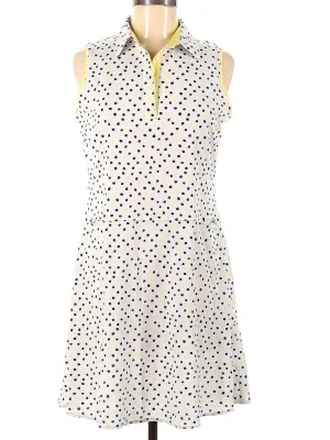 Sport Haley White w/Navy & Yellow Dots Sleeveless Golf Dress Size M