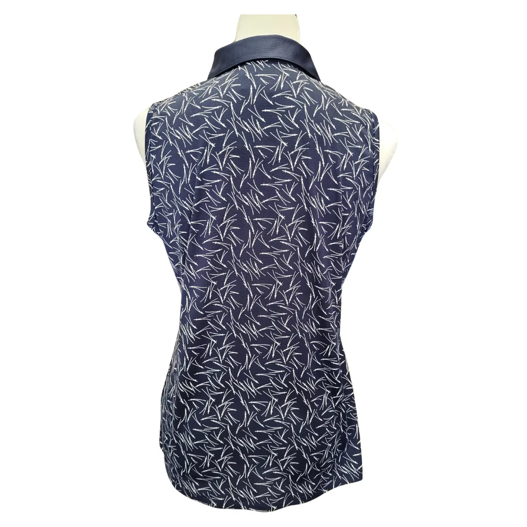Sport Haley Women's Navy & White Wisp Print Sleeveless Golf Polo Size M MSP$79