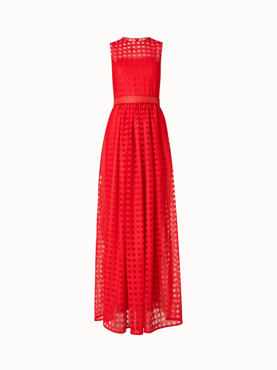 Square Embroidery on Tulle Gown 