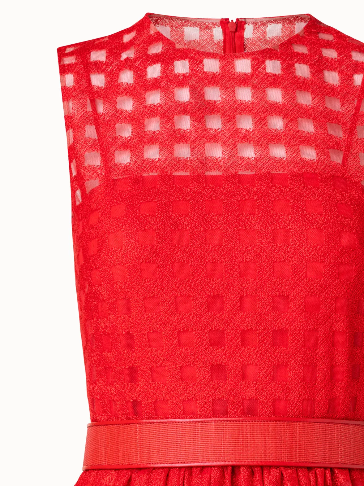 Square Embroidery on Tulle Gown 