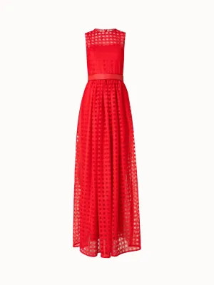 Square Embroidery on Tulle Gown 