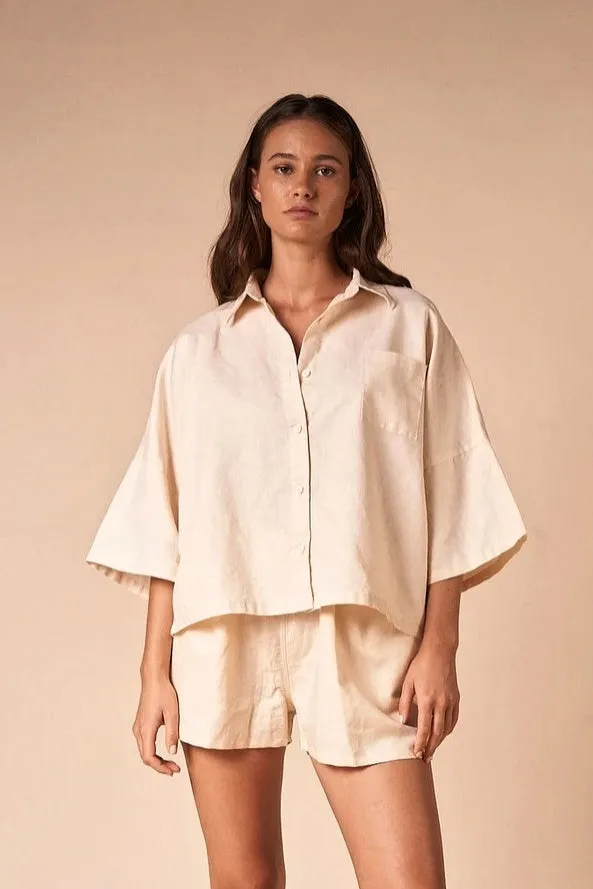 SUMMI SUMMI Womens Linen Top - Off White