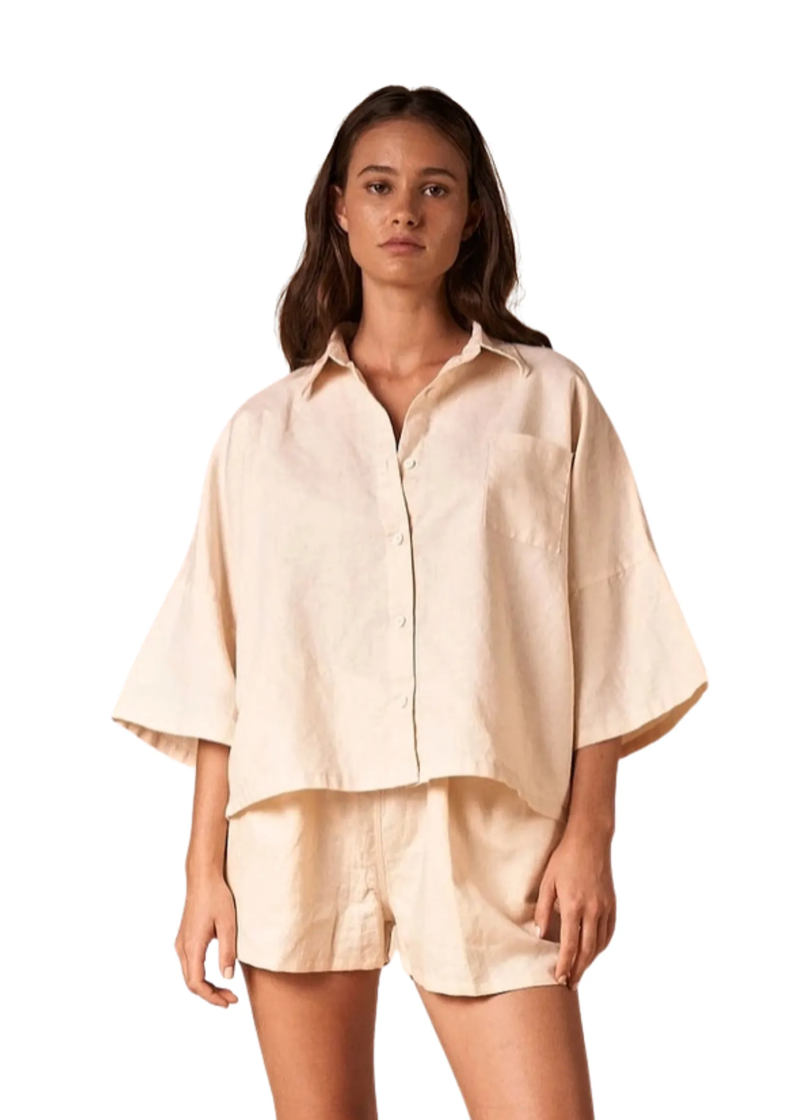 SUMMI SUMMI Womens Linen Top - Off White