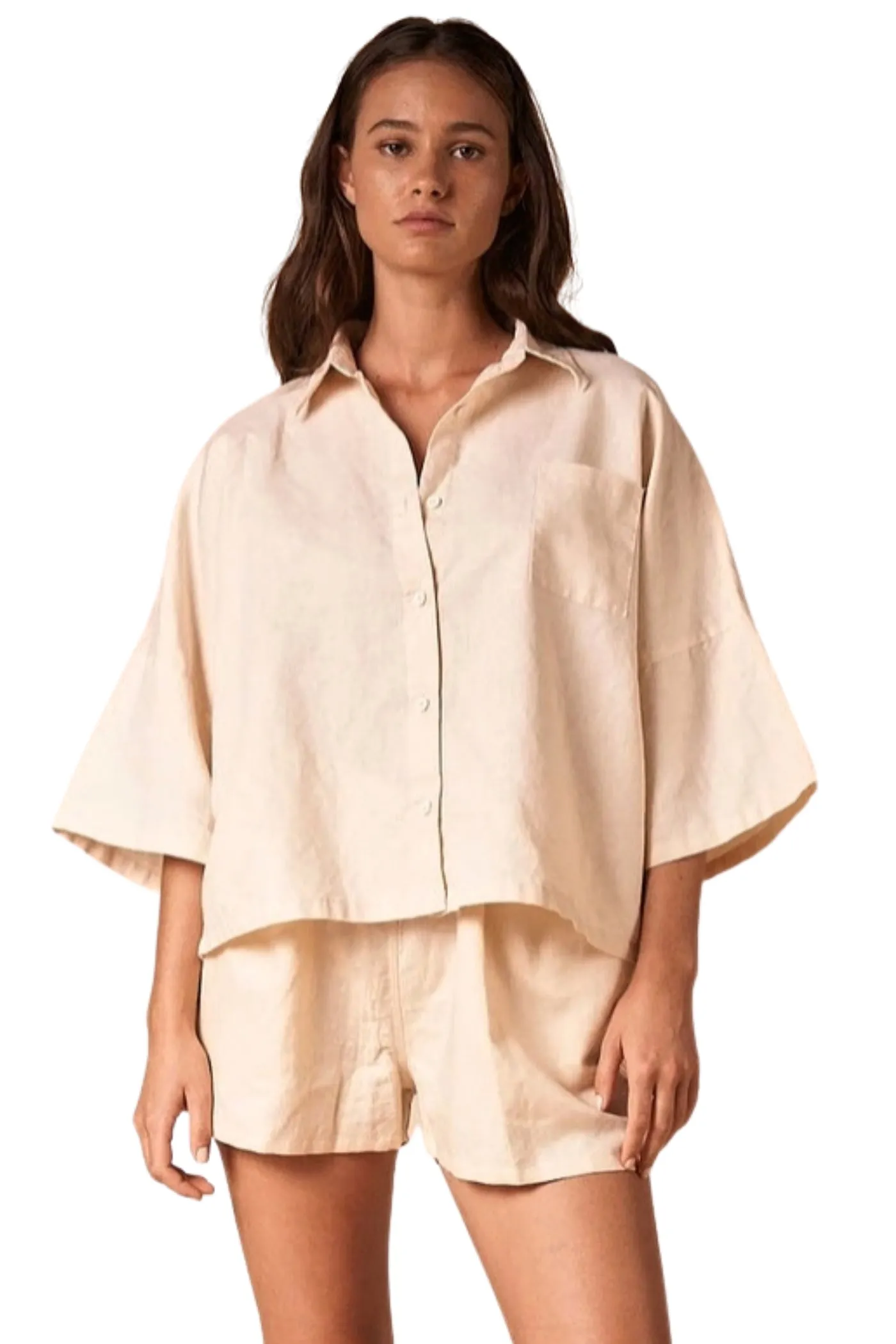 SUMMI SUMMI Womens Linen Top - Off White