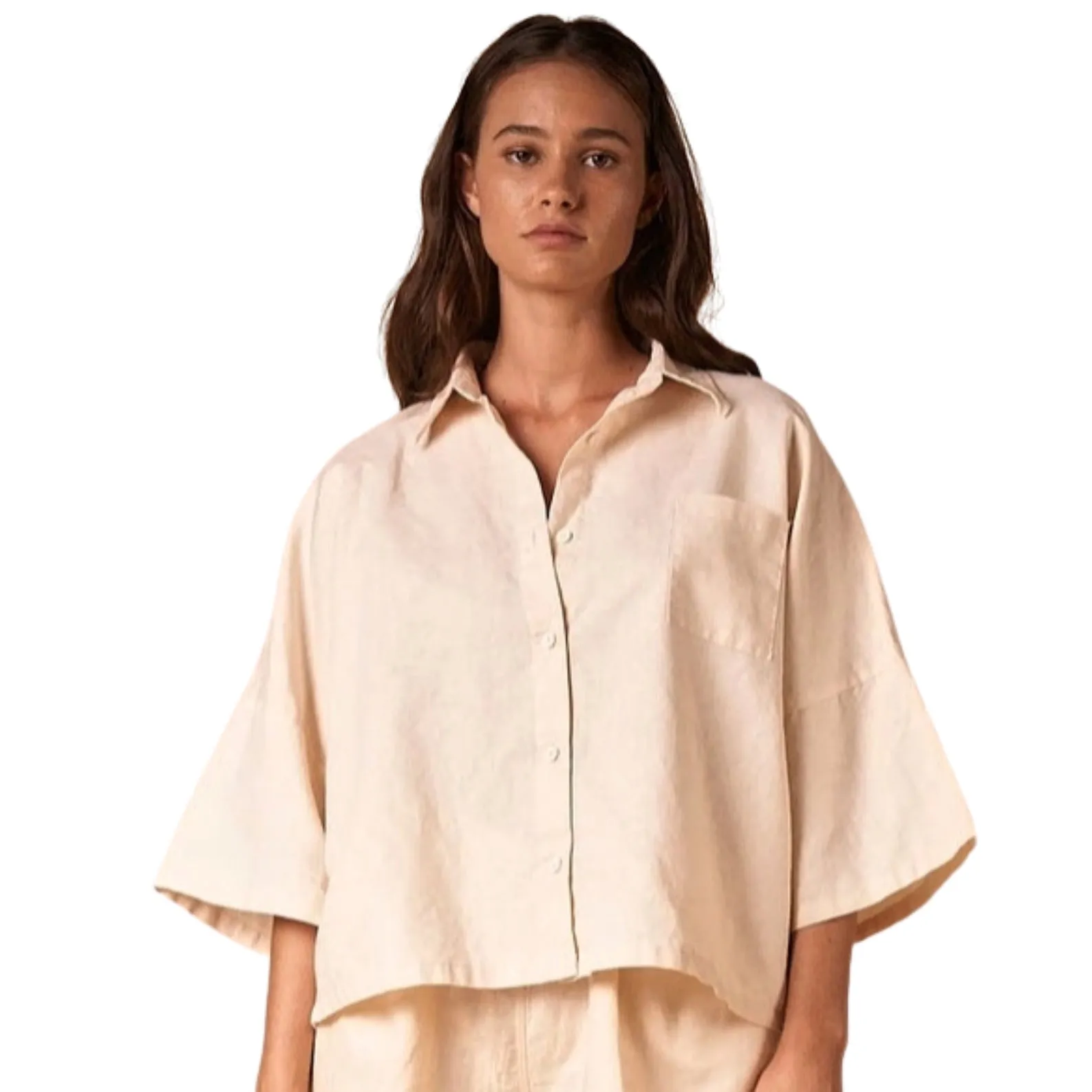 SUMMI SUMMI Womens Linen Top - Off White