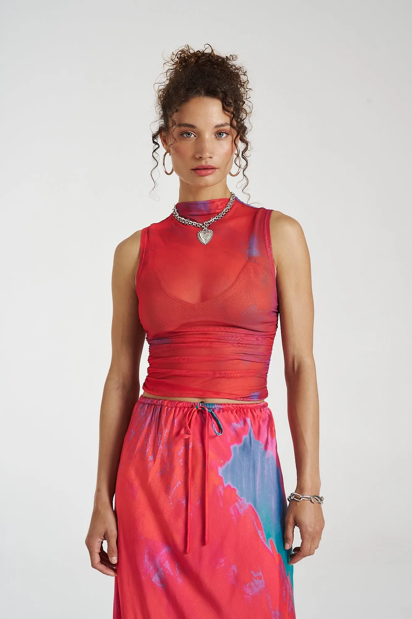 SUMMI SUMMI Womens Mesh High Neck Top - Verona