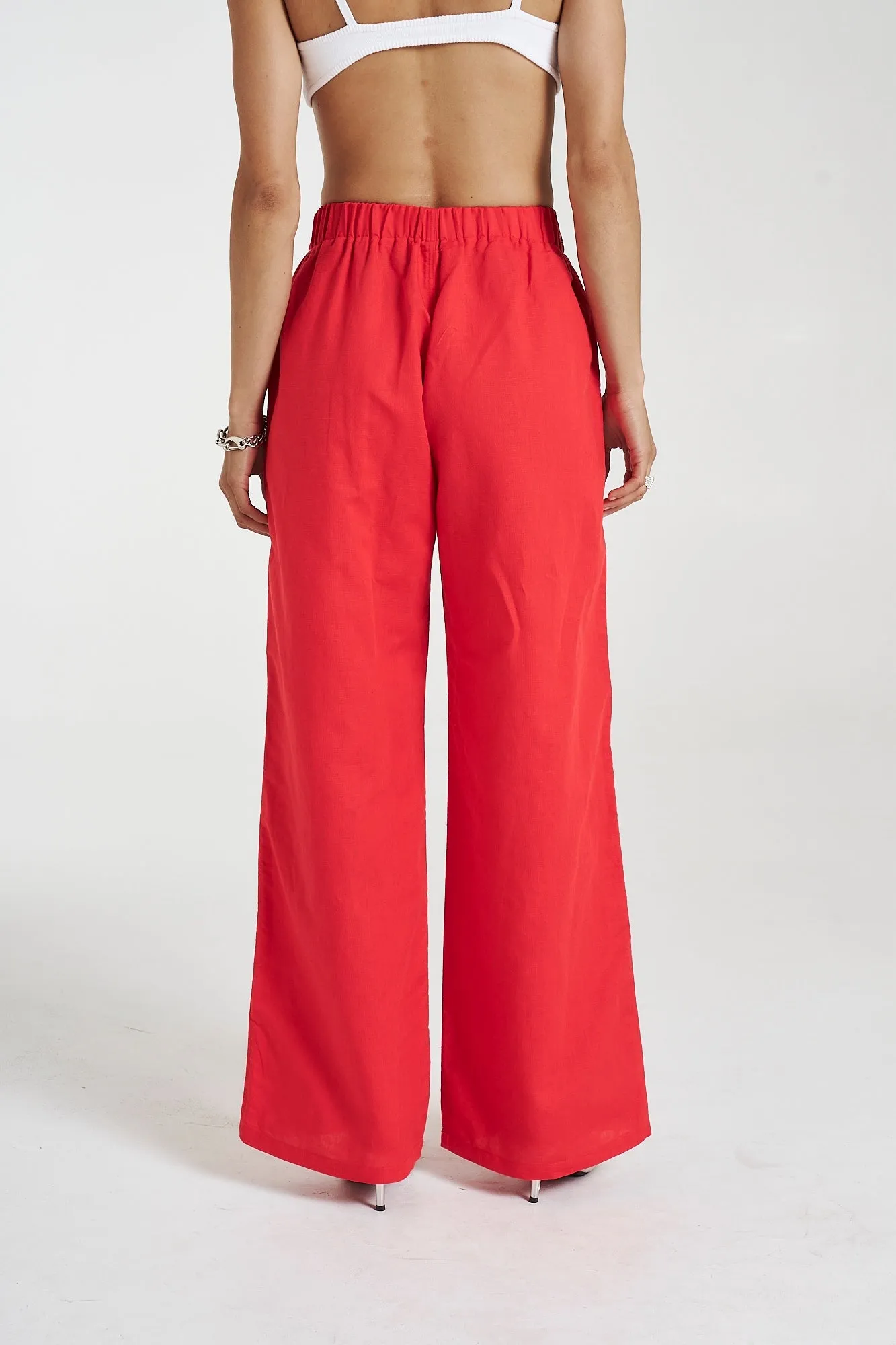 SUMMI SUMMI Womens Sig Linen Pant - Scarlet Summi