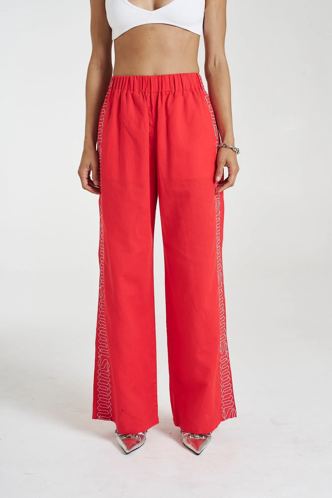 SUMMI SUMMI Womens Sig Linen Pant - Scarlet Summi