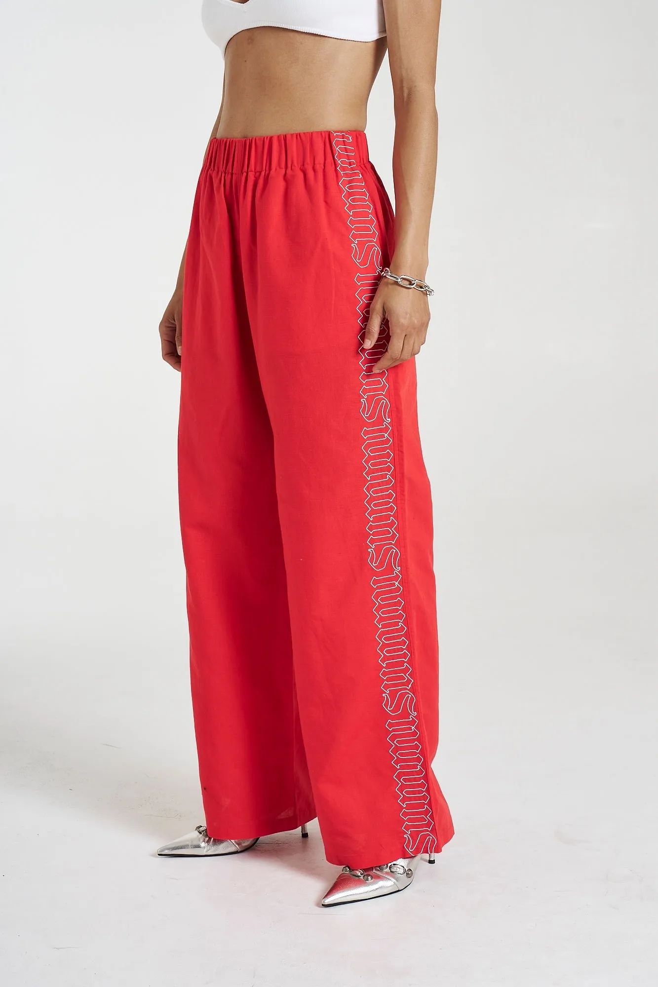 SUMMI SUMMI Womens Sig Linen Pant - Scarlet Summi