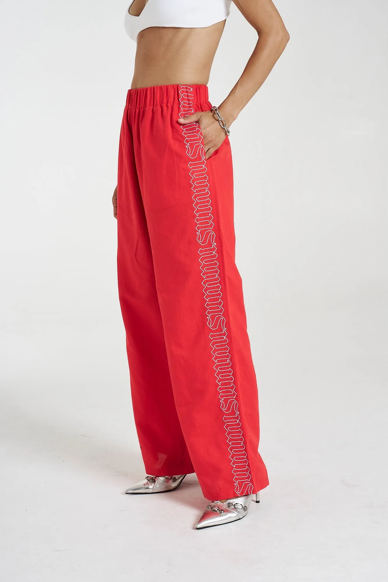 SUMMI SUMMI Womens Sig Linen Pant - Scarlet Summi