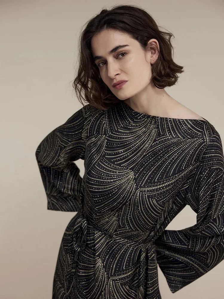 Summum Dress Sequin Print Black