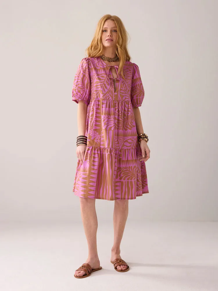 Summum Two Tone Print Dress Cyclaam