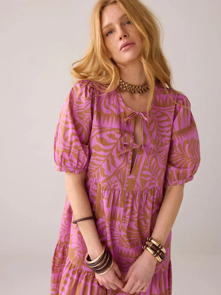 Summum Two Tone Print Dress Cyclaam