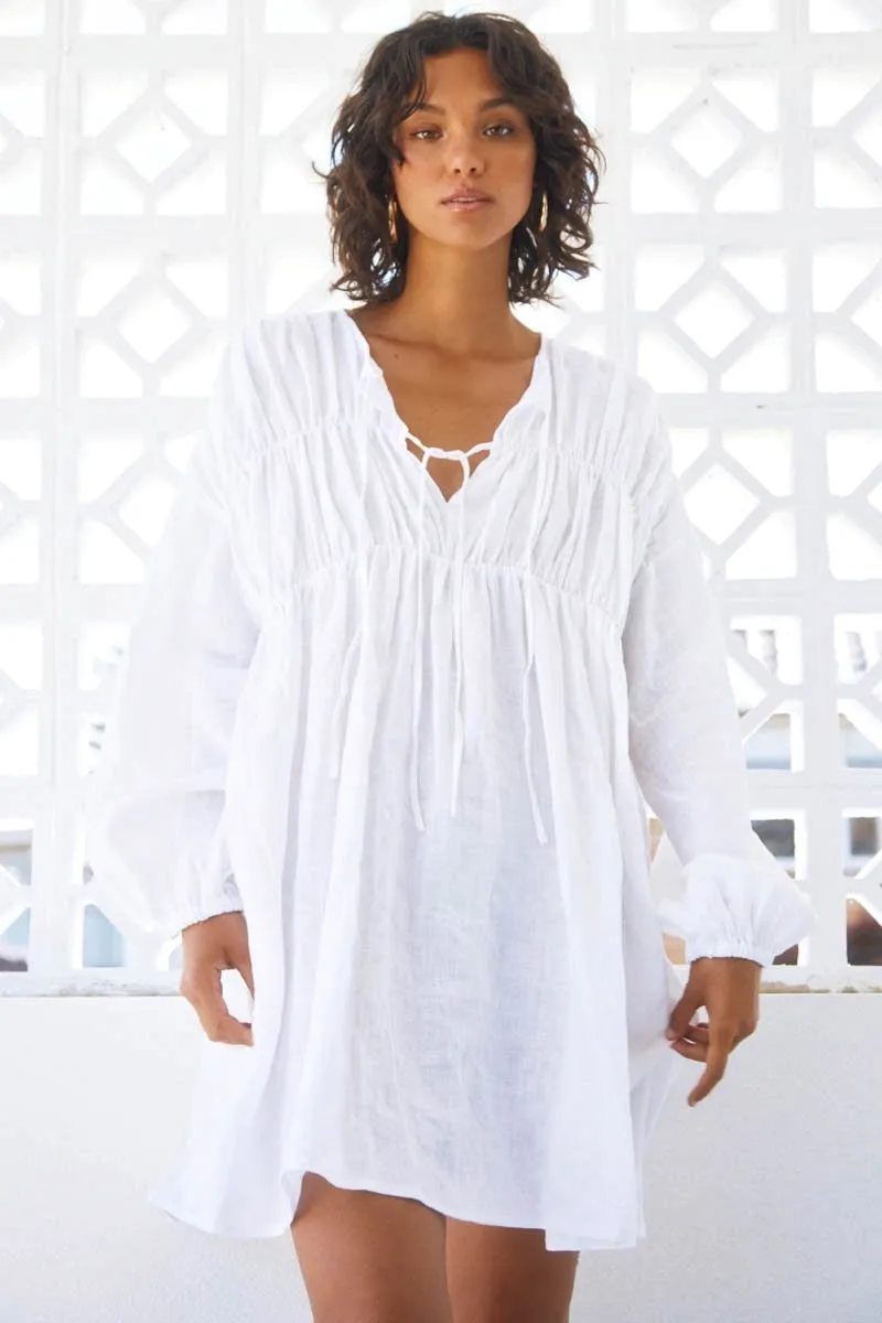 Sundays The Label WOMENS ARIES LINEN DRESS - WHITE