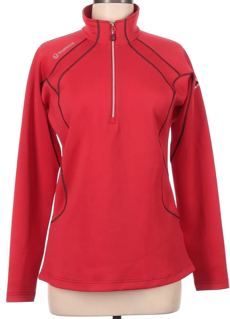 Sunice Women's Red Maddy Lightweight Stretch Thermal Pullover w/ Sleeve Logo Size M. MSP$100