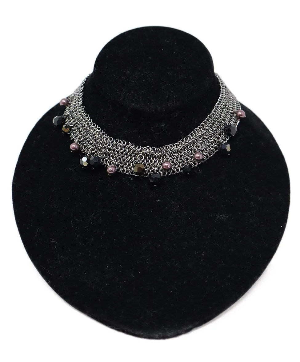 Swarovski Silver & Brown Collar Necklace