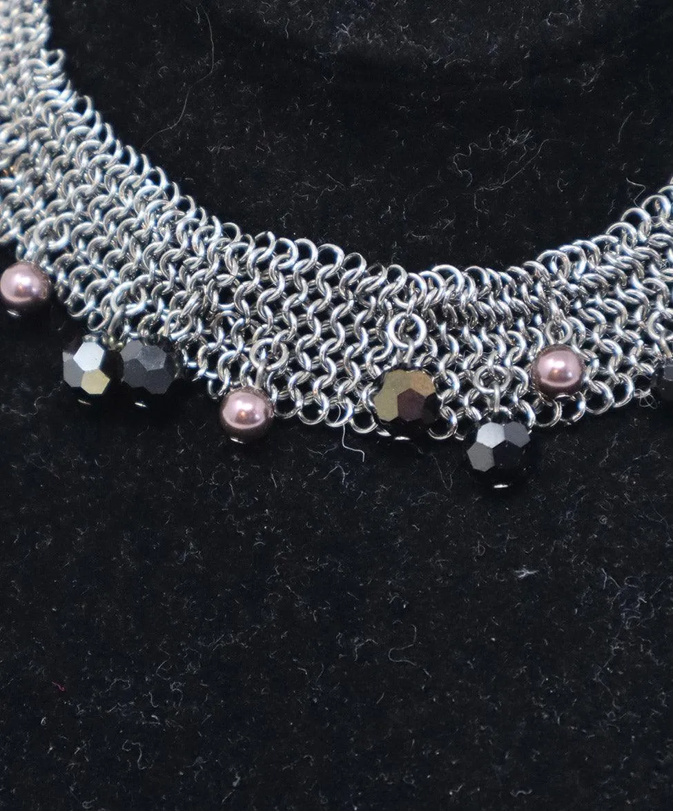 Swarovski Silver & Brown Collar Necklace