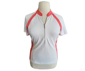 Tail 1/2 Zip White Short Sleeve w/Coral Accents Golf Top Size L MSP$70