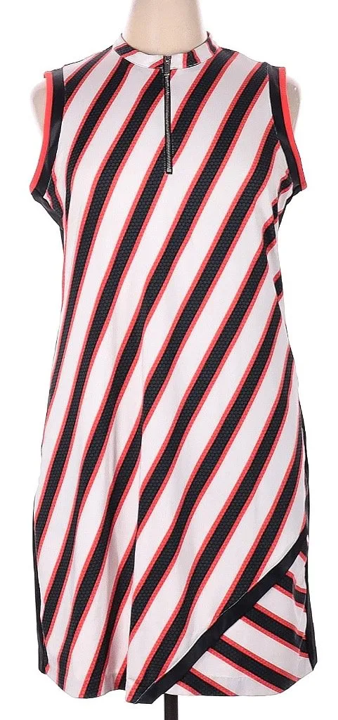 Tail Activewear Red, White & Black Diagonal Striped Sleeveless Golf Dress Size XL MSP$90