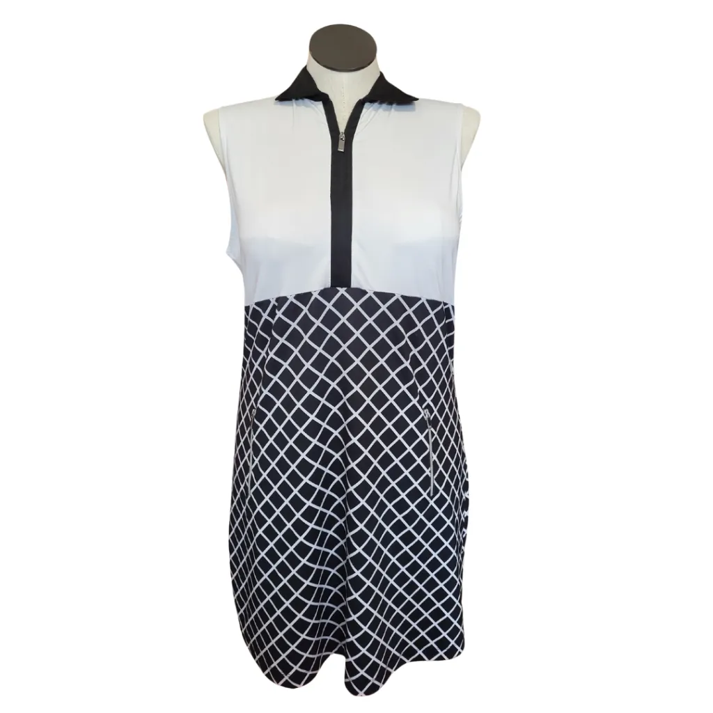 Tail Activewear Sleeveless Black & White Print Golf Dress Size L