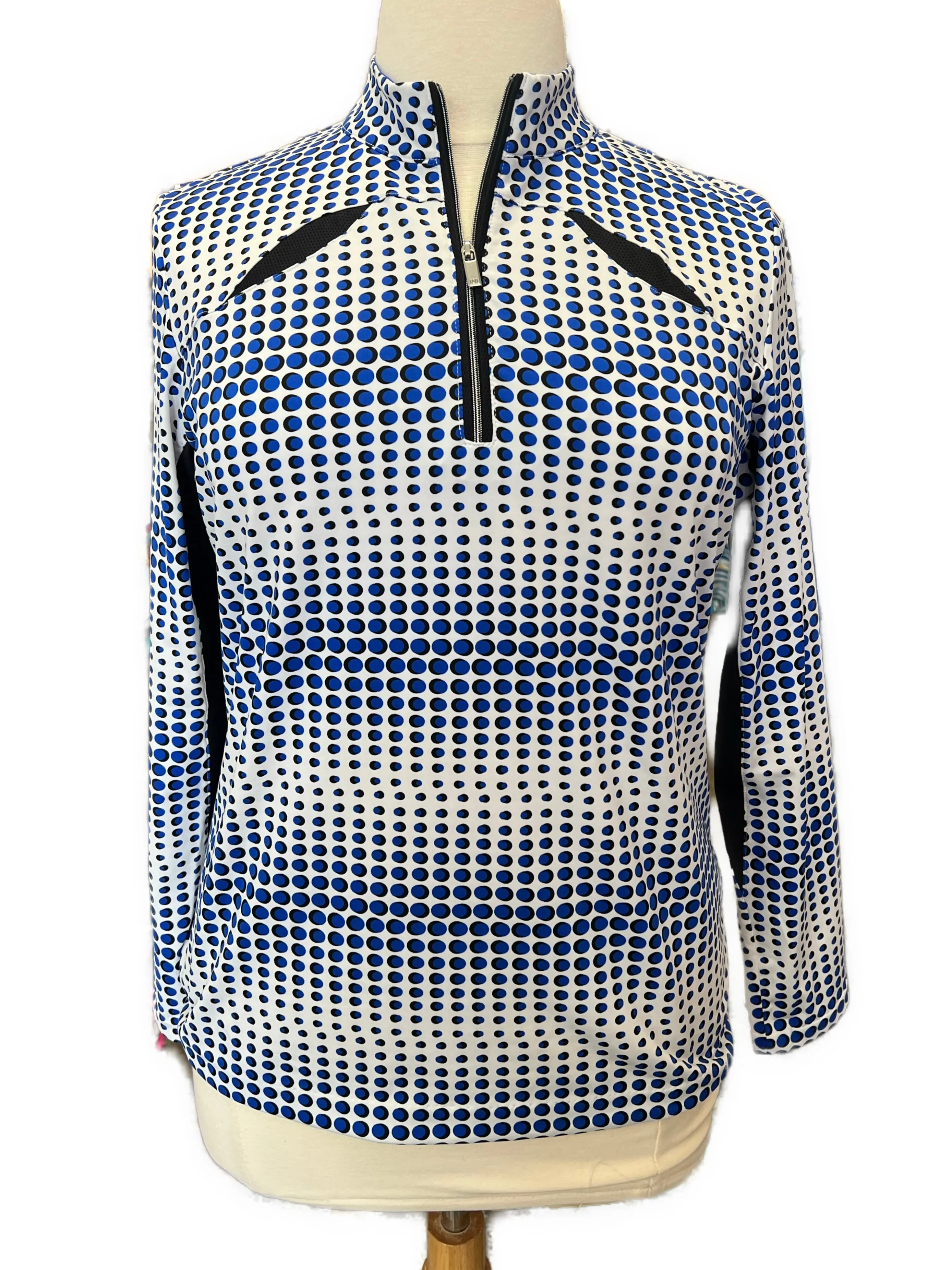 Tail Activewear White, Blue & Black Dot Print Golf Pullover Size XL MSP$100