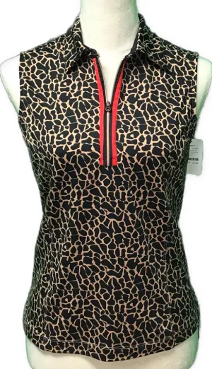 Tail Animal Print 1/4 Zip Sleeveless Golf Top Size S MSP$93