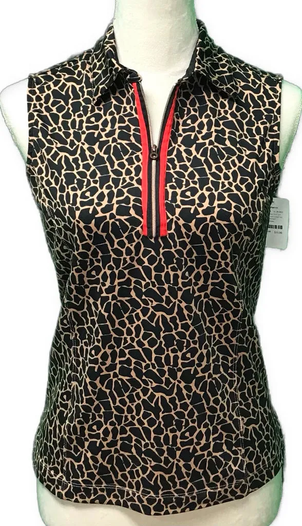 Tail Animal Print 1/4 Zip Sleeveless Golf Top Size S MSP$93