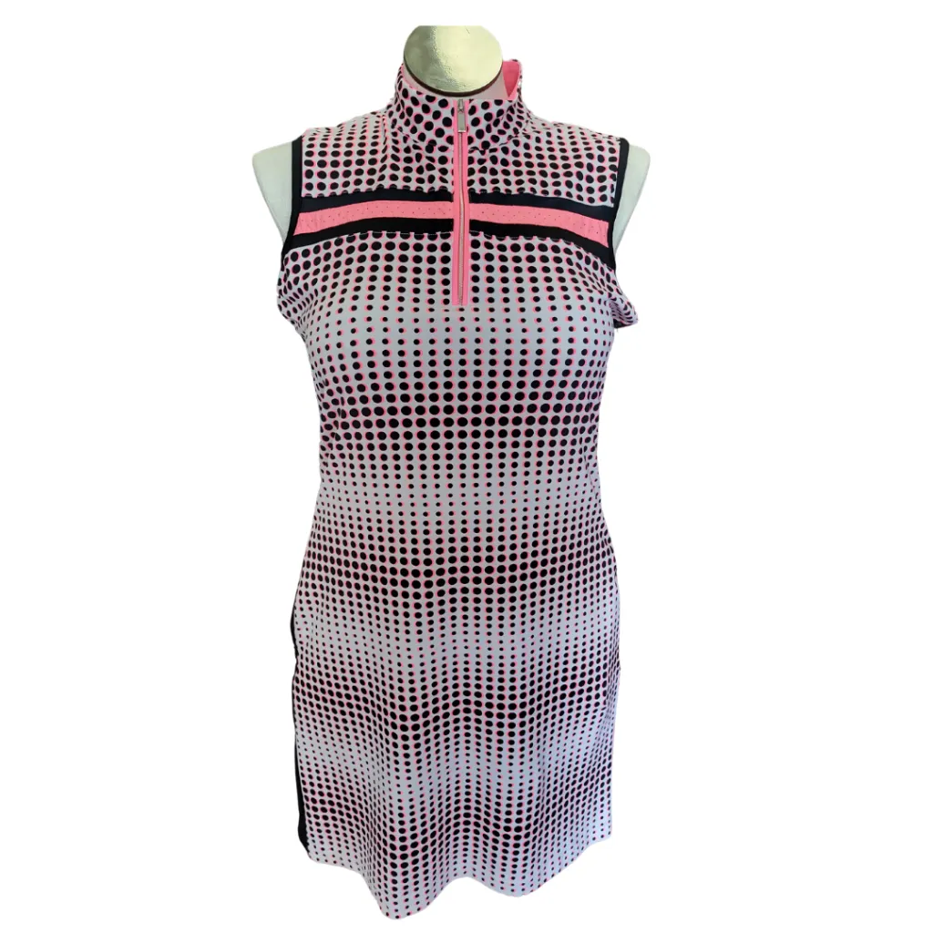 Tail Black & Coral Dotted Dress Size L